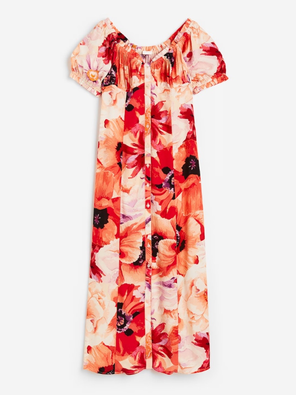 H&M Floral Off-the-Shoulder Midi Dress